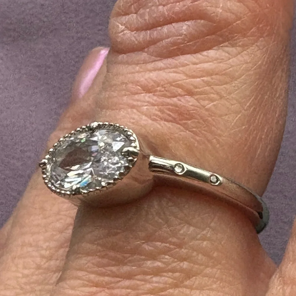 Melinda Maria Silver Ring with Oval Clear Stone - Picture 7 of 8